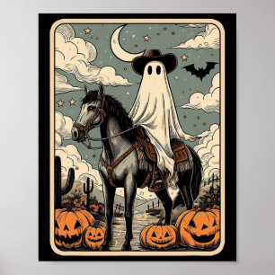 Cowboy Ghost Reitpferd Funny Tarot Card Hallowage Poster