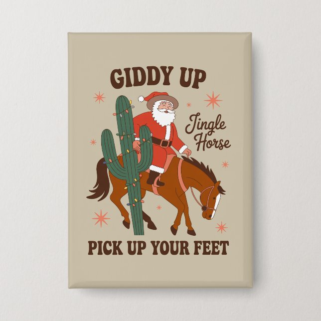 Cowboy Giddy Up Jingle Pferd holt Ihr Füße hoch Button (Vorderseite)