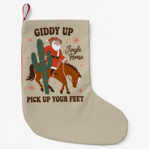 Cowboy Giddy Up Klingelglock Pferd Heb deine Füße Kleiner Weihnachtsstrumpf