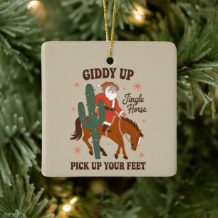 Cowboy Giddy Up Klingelglöckchen Pferd Heb deine F Keramikornament