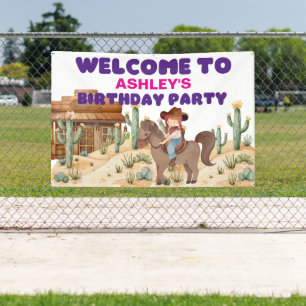 Cowboy Girl on Horse Birthday Party Willkommen Banner