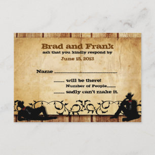 Cowboy Grooms Custom Gay Wedding RSVP Cards Karte