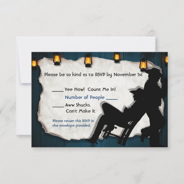 Cowboy Grooms II Custom Gay Wedding RSVP Cards Einladung (Vorderseite)