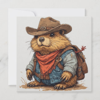 cowboy groundhog invitation einladung