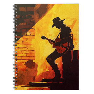 Cowboy Guitarist Wall Art - Rustikaler Western Mus Notizblock