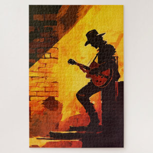 Cowboy Guitarist Wall Art - Rustikaler Western Mus Puzzle