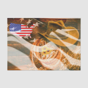 Cowboy Hat American Flag Sunray Seidenpapier
