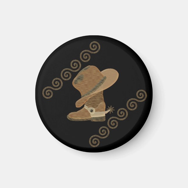 Cowboy Hat auf Cowgirl Boots Magnet (Vorne)
