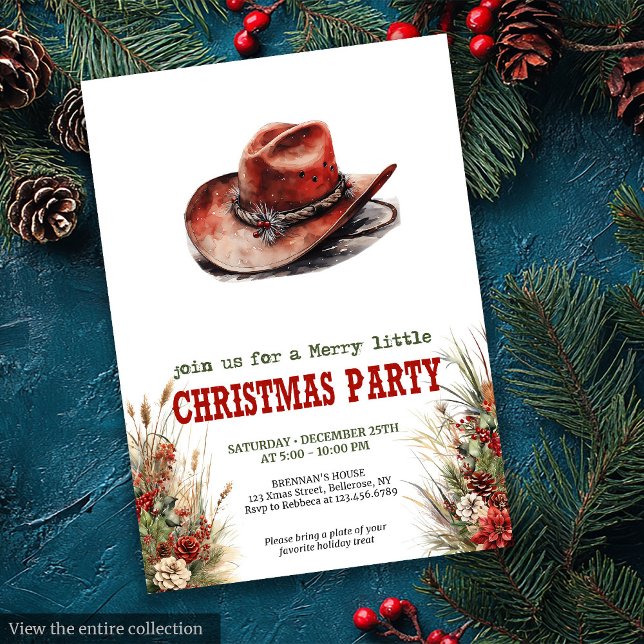 Cowboy Hat Christmas Party Digital Invite Einladung (Cowboy Hat Christmas Party Digital Invite)