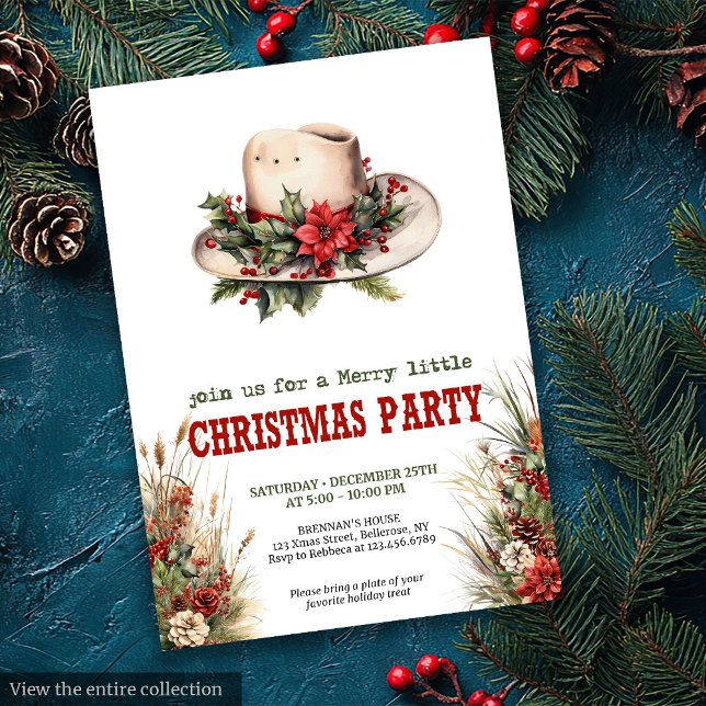 Cowboy hat Christmas party invite with bandana tie Einladung (Cowboy hat Christmas party invite with bandana ties

)