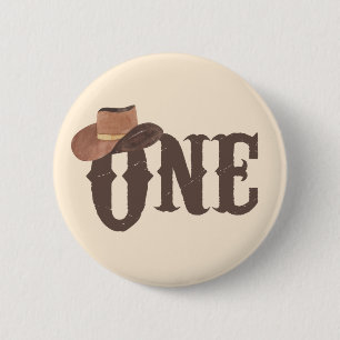 Cowboy Hat das Thema eins 1. Geburtstag Button