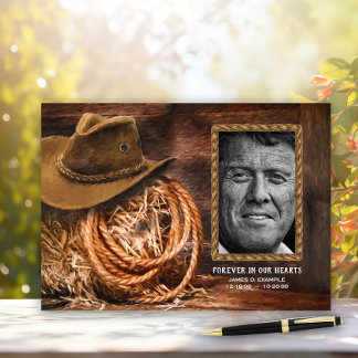 Cowboy Hat Foto Funeral Memorial Guest Book Gästebuch