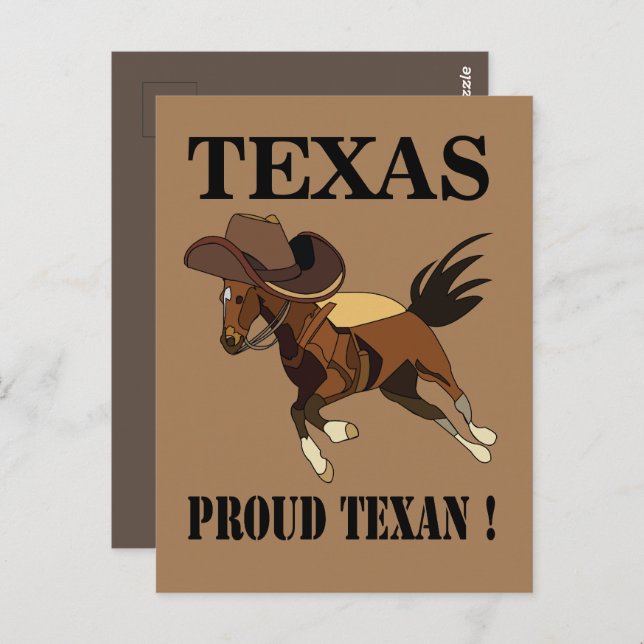 Cowboy Hat Horse Proud Texan Texas Postkarte (Vorne/Hinten)
