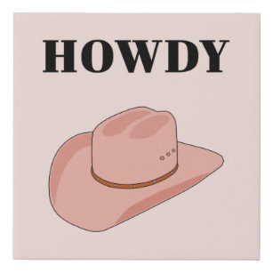 Cowboy Hat Howdy Peach Boho Künstlicher Leinwanddruck