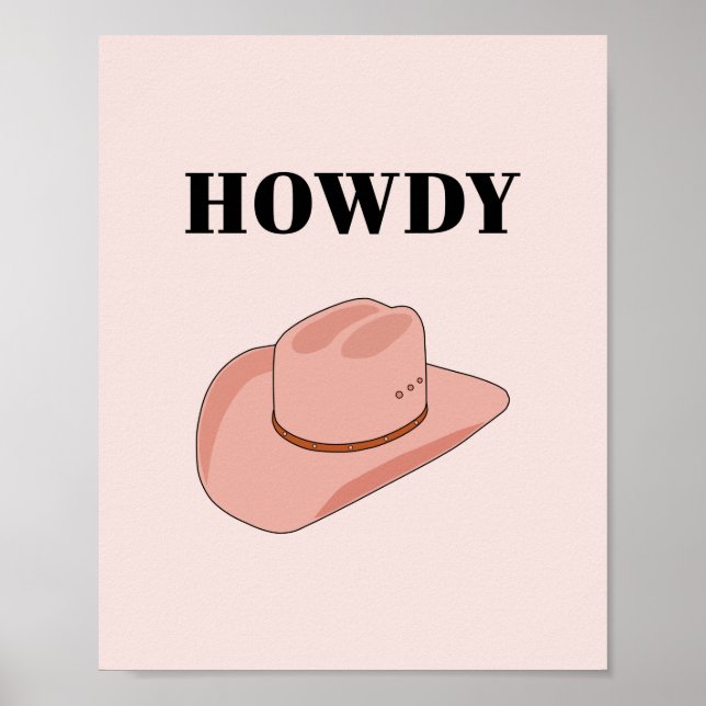 Cowboy Hat Howdy Peach Boho Poster (Vorne)