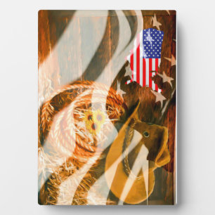 Cowboy Hat Lasso American Flag Sunrays Fotoplatte