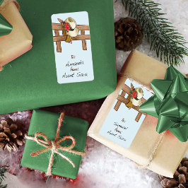 Cowboy Hat mit Poinsettias auf Zaun Weihnachten Adressaufkleber