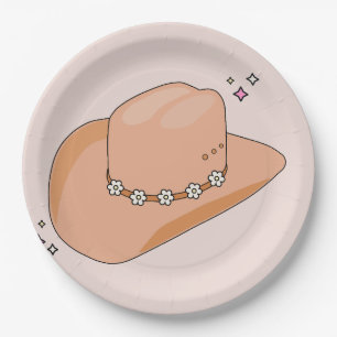Cowboy Hat Neutral Beige Pappteller