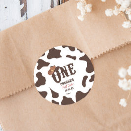 Cowboy Hat ONE First Rodeo 1. Geburtstag Party Runder Aufkleber