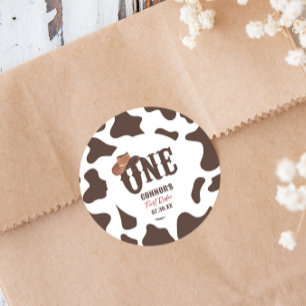 Cowboy Hat ONE First Rodeo 1. Geburtstag Party Runder Aufkleber