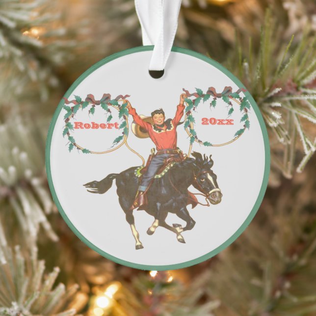 Cowboy hat Pferd mit Ropes Weihnachtsdesign oder Ornament (Baum)