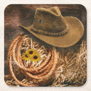 Cowboy Hat Rechteckiger Pappuntersetzer