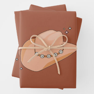 Cowboy Hat Rust Terracotta Geschenkpapier Set
