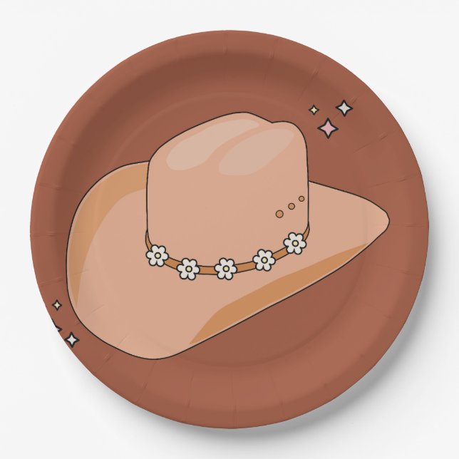 Cowboy Hat Rust Terracotta Pappteller (Vorderseite)