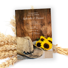 Cowboy Hat, Sonnenblumen Barn Wood Country Wedding Einladung