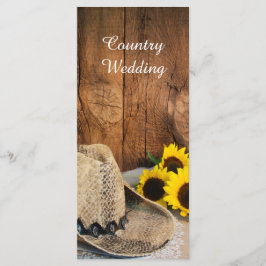 Cowboy Hat Sonnenblumen Barn Wood Wedding Programm