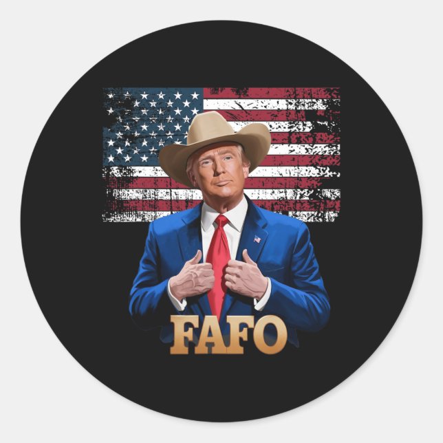 Cowboy Hat -trump Fafo F rund um die US-Flagge V Runder Aufkleber (Vorderseite)