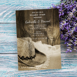 Cowboy Hat und Barn Wood Wedding Probe Dinner Einladung