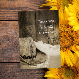 Cowboy Hat und Barn Wood Western Hochzeit Vielen D Dankeskarte