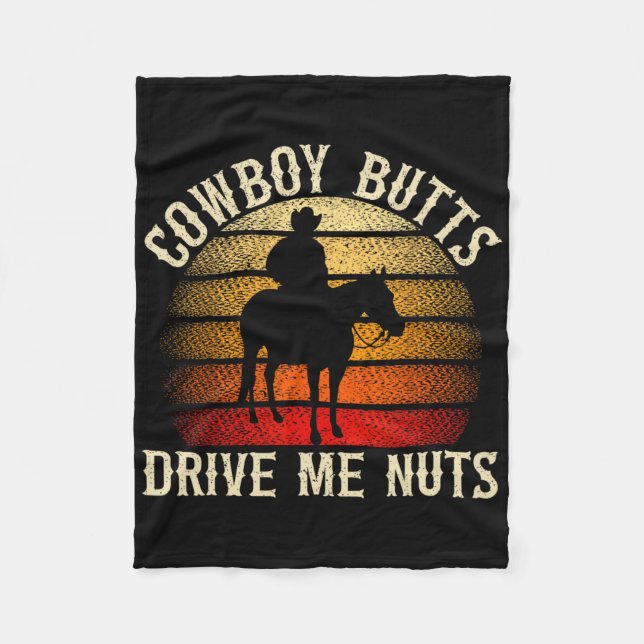 Cowboy Hintern Drive Me Nuts Western Rodeo Horseck Fleecedecke (Vorderseite)