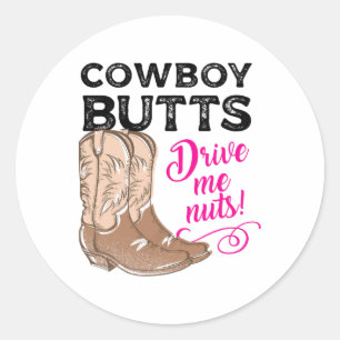 Cowboy-Hintern fahren Me Nuts Country Cowgirl-West Runder Aufkleber