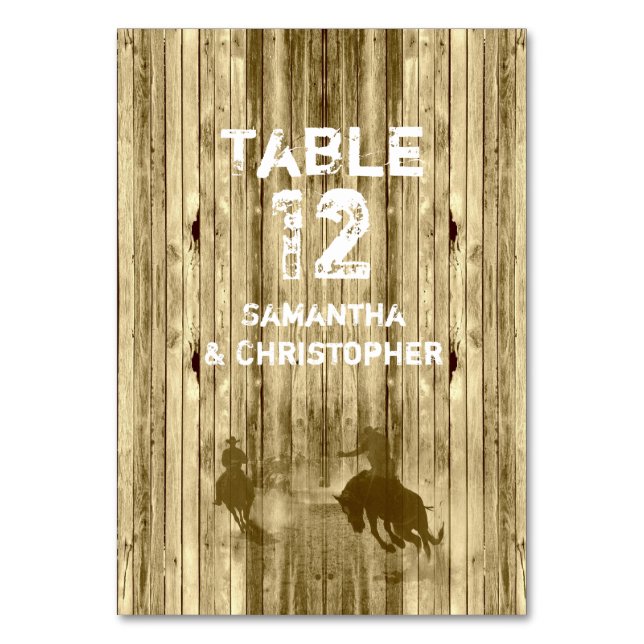 Cowboy-Hochzeit im Wilden Western Tischnummer (Vorderseite)