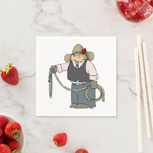 Cowboy Holding a Lasso Paper Napkins Serviette