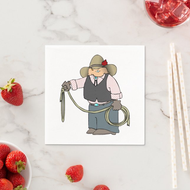Cowboy Holding a Lasso Paper Napkins Serviette (Von Creator hochgeladen)