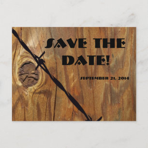 Cowboy Holz und Barbwire Save the Date Ankündigungspostkarte