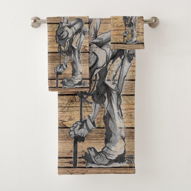 Cowboy, hölzernes Korn Badhandtuch Set (Insitu)