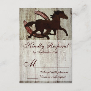 Cowboy Horse Horseshoe Country Style Wedding RSVP Karte