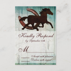 Cowboy Horse Horseshoe Country Style Wedding RSVP Karte