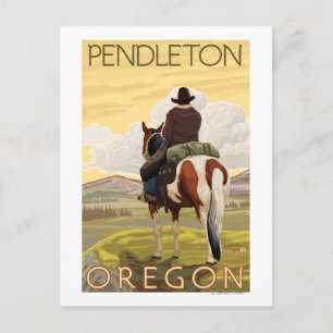 Cowboy & Horse - Pendleton, Oregon Postkarte