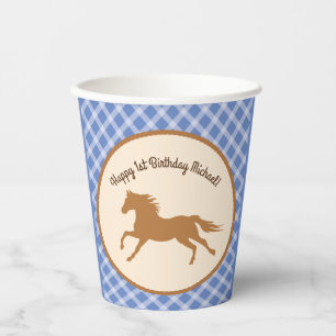 Cowboy Horse Pony Niedlich Kids 1. Geburtstag Part Pappbecher