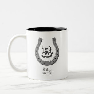 Cowboy Horse Shoe Personalisiert Monogram Zweifarbige Tasse