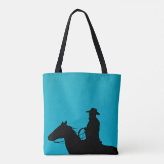 Cowboy & Horse Silhouette auf Türkis