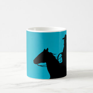 Cowboy & Horse Silhouette auf Türkis Kaffeetasse