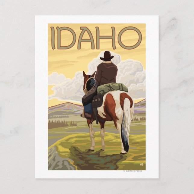 Cowboy & HorseIdahoVintage Reiseplakat Postkarte (Vorderseite)