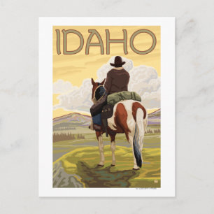 Cowboy & HorseIdahoVintage Reiseplakat Postkarte