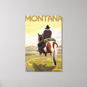 Cowboy & HorseMontanaVintage Reiseplakat Leinwanddruck